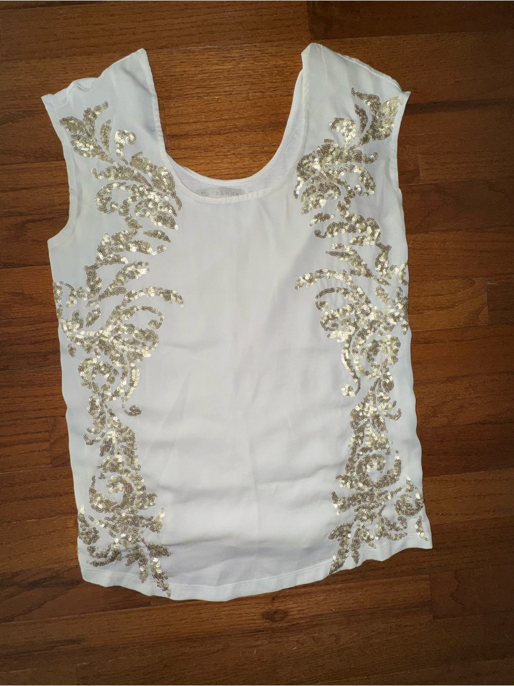 White Sleeveless Sequin-Embellished Women's Top